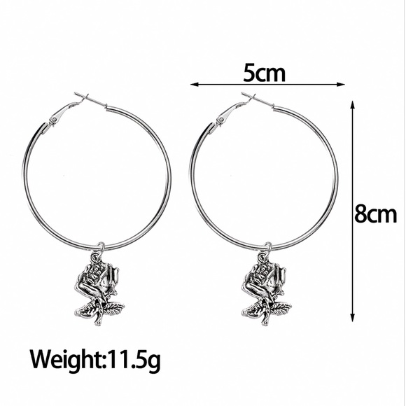 2/$20! Silver Hoops w/Antiqued Rose - Picture 8 of 10